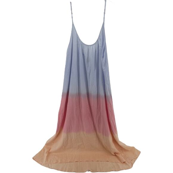 9seed Tulum Dress Maxi Low Back Scoop Neck Cami Cover Up Ombre Crystal OS - Picture 2 of 5